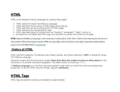 HTML- Record-converted - HTML HTML is the standard markup language for ...