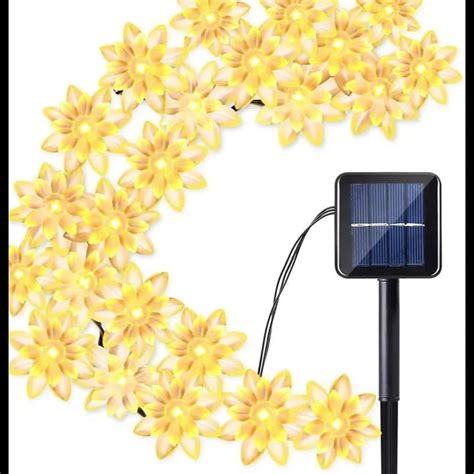 Solar flower lights outdoor led decoration fairy lotus string light ...