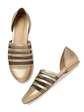 MARCHE Women Gold-Toned Solid Flats : Amazon.in