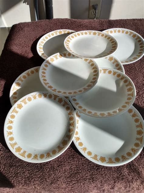 1970s/1980s Corelle Golden Butterfly 8.5 Inch Plates Set of 8 see Notes ...