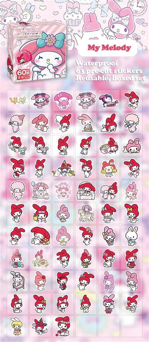 Waterproof Sticker Set - 6 Adorable Characters, 63 Stickers Per Set ...