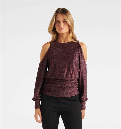 Buy Annabelle Glitter Shoulder Cut Out Top - Forever New