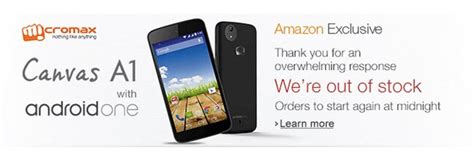 Micromax Canvas A1 Android One phone sold out on Amazon India ...