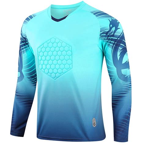 Inhzoy Kids Soccer Goalkeeper Jersey, Padded Shirt, Long Sleeve, Sky ...