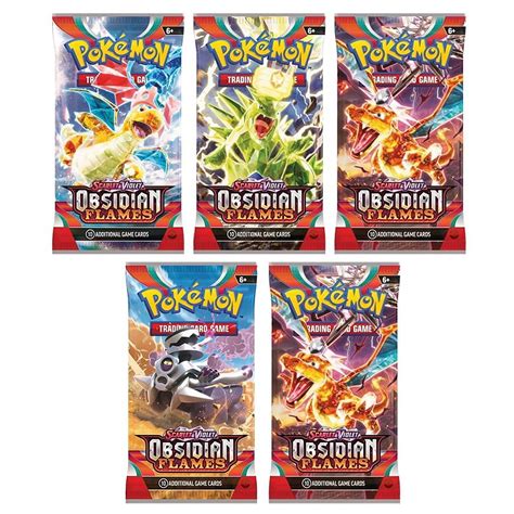 Pokemon Scarlet and Violet Obsidian Flames Booster Packs, 5 Pack Lot ...