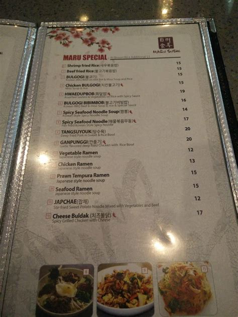 Menu at Maru Sushi restaurant, Chilliwack