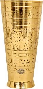 IndianArtVilla Brass Embossed Flower Design Lassi Glass Water/Juice ...