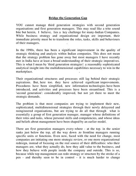 Advanced Stratergic Mangment-4 - Bridge the Generation Gap YOU cannot ...