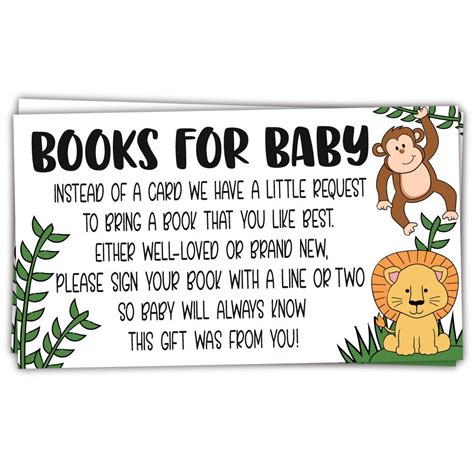 Buy 50 Safari Jungle Animals Books for Baby Shower Request Cards ...