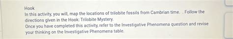 Solved: Hook In this activity, you will, map the locations of trilobite ...