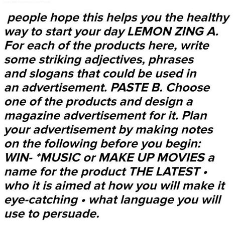 A. For each of the products here, write some striking adjectives ...