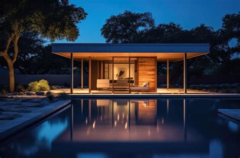 Evening photo of a modern villa with infinity pool | Premium AI ...
