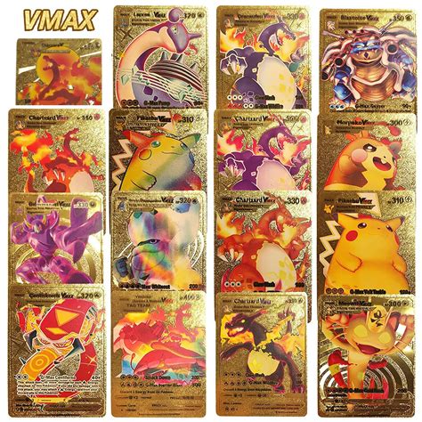 Buy 55 Pcs Gold Cards Vmax Rare GX Golden Card Packs Gold Foil TCG ...