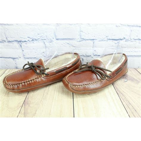 L.L. Bean × Leather LL Bean Men's Leather Double Sole Shearling Lined ...