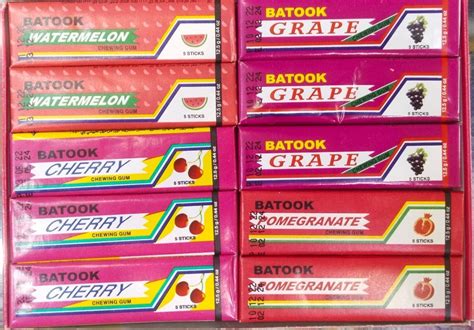 Batook Chewing Gum Variety Pack of Mix Flavours 5 Watermelon,5 Cherry,5 ...