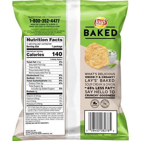 Lay's Sour Cream & Onion Baked Potato Crisps, 1.125 oz Bag