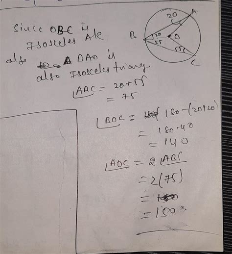 12. In the given figure, O is the centre of a circlein which ZOAB = 20 ...
