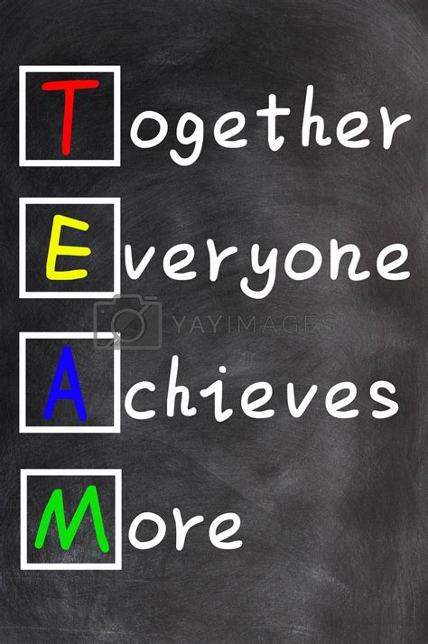 TEAM acronym (Together Everyone Achieves More), teamwork motivation concept of chalk handwriting ...