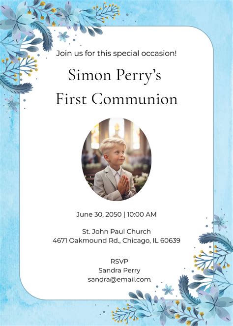 Free First Communion Invitation Templates, Editable and Printable