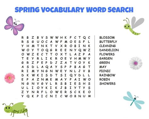 Image result for Spring Coloring Word Search