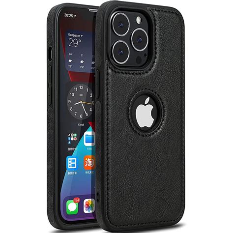 Buy Puloka Black Logo cut Leather silicone case for Apple iPhone 14 Pro ...