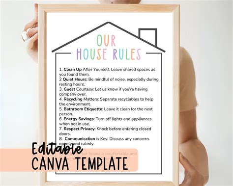 Buy Editable House Rules Chart for Kid and Families Household Rules ...