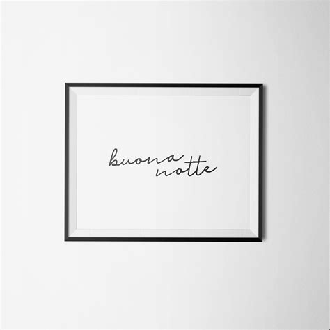 Good Night Italian Quote Print Buonanotte Printable Art - Etsy