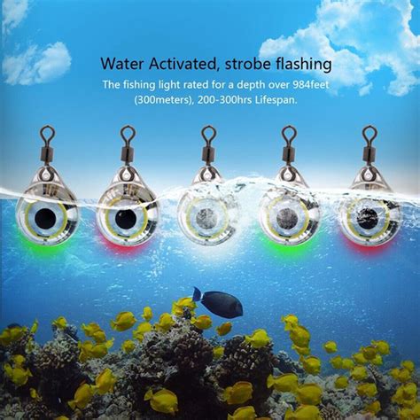 5-10pcs Mini Fishing Lure Light LED Deep Drop Underwater Eye Shape ...