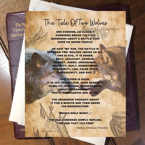 Tale of Two Wolves Native American Animal Art Wolf Art Wolf Gifts the Wolf You Feed Native ...