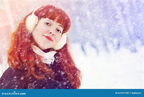 Redhead winter woman stock photo. Image of clothes, january - 62151100