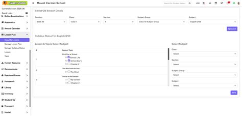 How to add Copy Old Lessons? - Smart School : School Management System ...