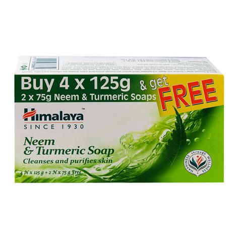 Buy Himalaya Neem & Turmeric Soap - 125g (Pack of 4) + Pack of 2 of 75g ...