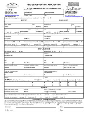 Fillable Online PRE-QUALIFICATION APPLICATION - DR Horton Fax Email ...