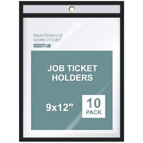 10 Pack Job Ticket Holders 9x12 Work Order Plastic Sleeves for ...