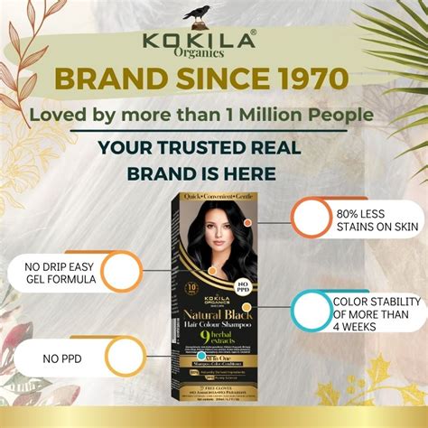 Kokila NO PPD Shampoo Hair Colour - Natural Black 400ml for Women and
