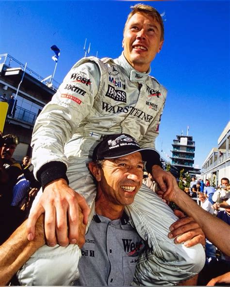 Mika Hakkinen celebrating a victory on the shoulders of Jo Ramirez in ...