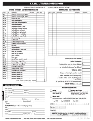 Aa Literature Order Form - Fill and Sign Printable Template Online