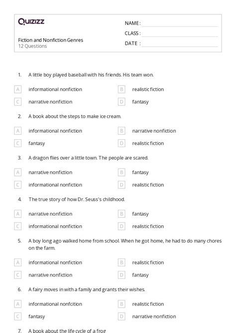 50+ Nonfiction worksheets for 2nd Class on Quizizz | Free & Printable