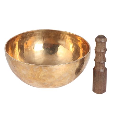 Shiny Traditional Om Singing Bowl with Wooden Mallet