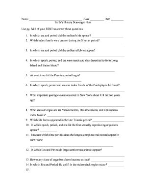 Fillable Online Earths History Scavenger Hunt Fax Email Print - pdfFiller