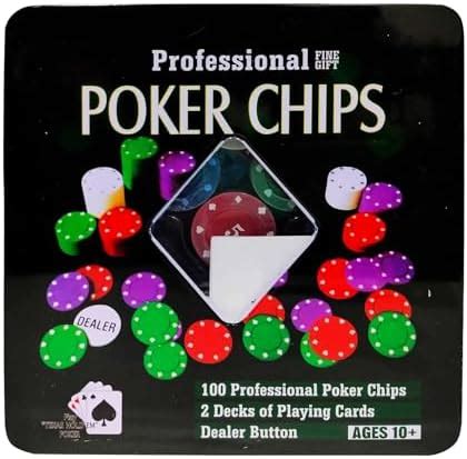 RSAAUD® Poker Chip Set with Case, 100 Pcs Casino Poker Chips & 2 Decks ...