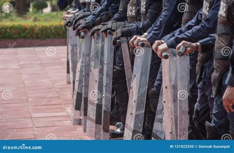 Riot Police Control the Crowd. Stock Photo - Image of armed, protest ...