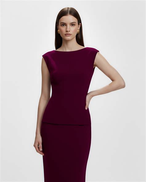 Wine Ribbed Top And Skirt Set – Oyela