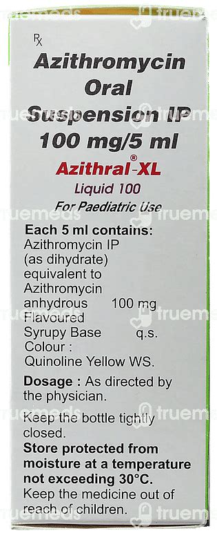Azithral Xl 100 Liquid 30ml: Uses, Side Effects, Price & Substitutes