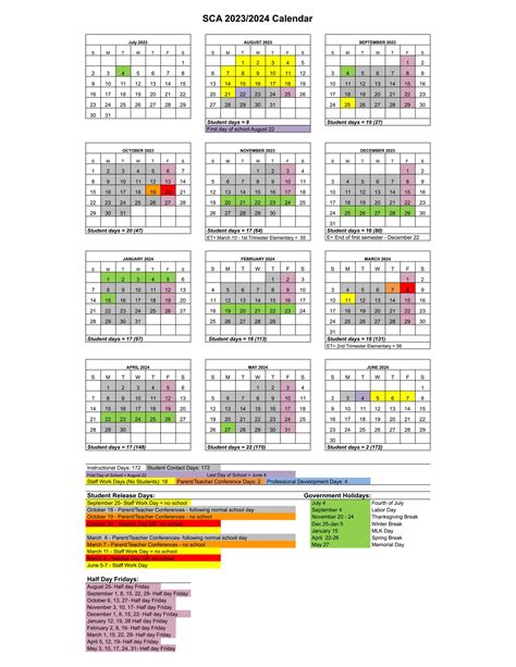 SCA CALENDAR