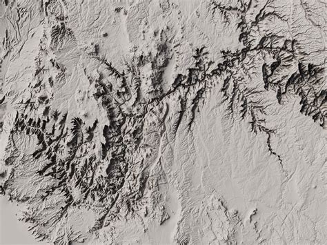 2D Printable Shaded Relief Grand Canyon Poster | Grand Canyon Elevation ...