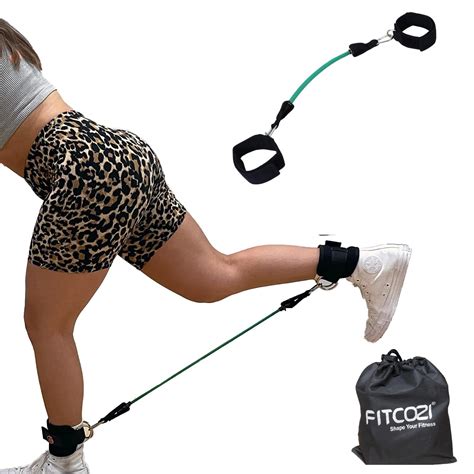 FITCOZI Natural Rubber Booty Ankle Resistance Bands with Cuffs, Strap ...