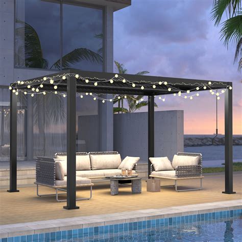 Puppywish 10x13 FT Outdoor Pergola, Louvered Pergola, Aluminum Pergola ...