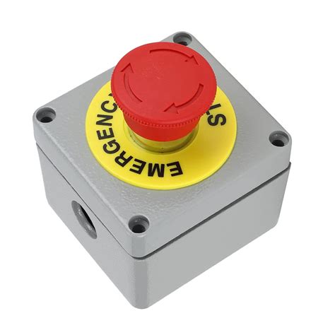 Switch Button Box, 1 Button Red Sign Emergency Stop Control Box IP66 ...