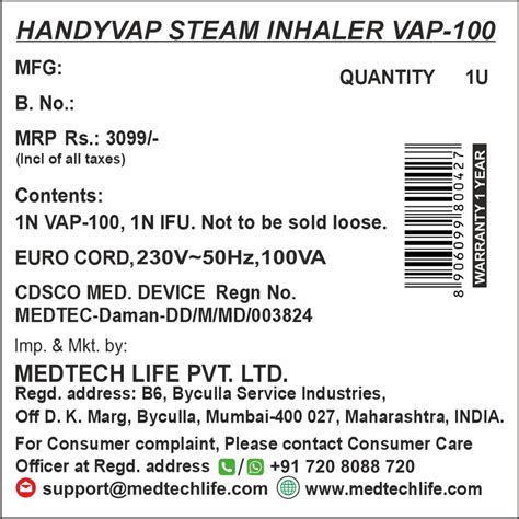 Medtech Nano Ionic Facial Steamer Handyvap VAP-100 — Medtechlife